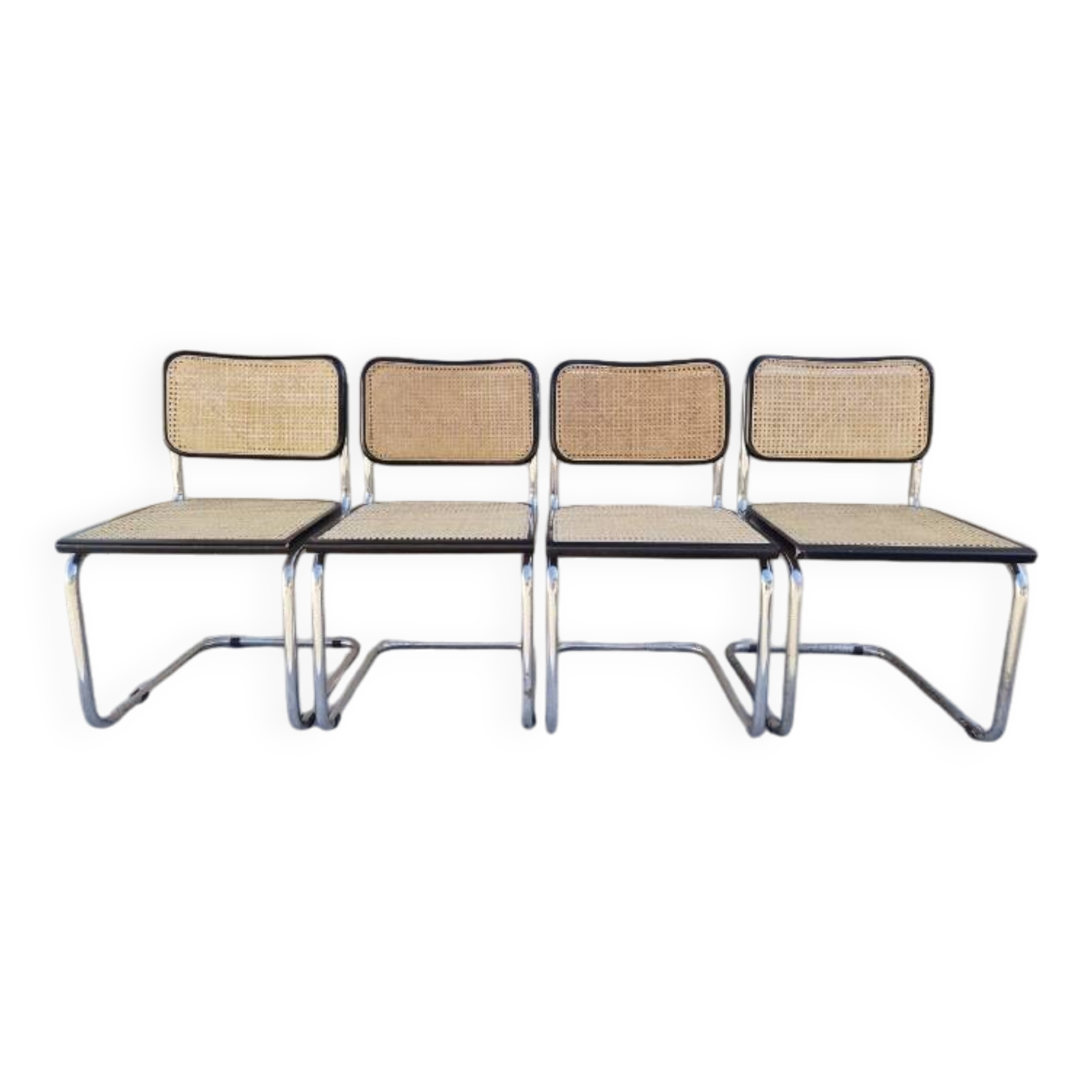 Set of 4 Marcel Breuer chairs model B32 in cane