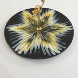 Vintage 70s black and yellow serving plate – Retro decorative plate