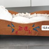 Old cradle or rocking bed for doll with bedding - Vintage