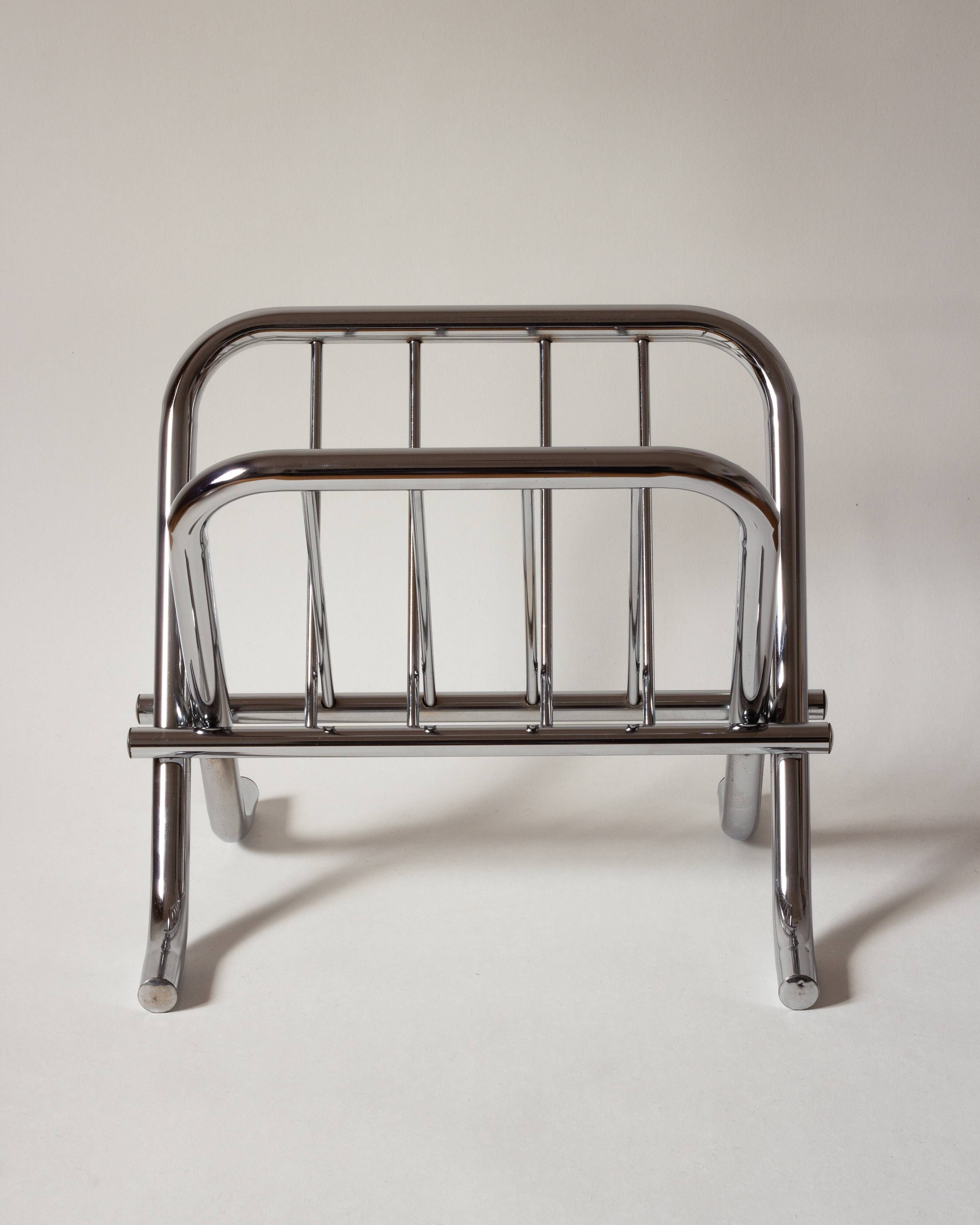Chrome tubular steel magazine holder, Le Zack 1980