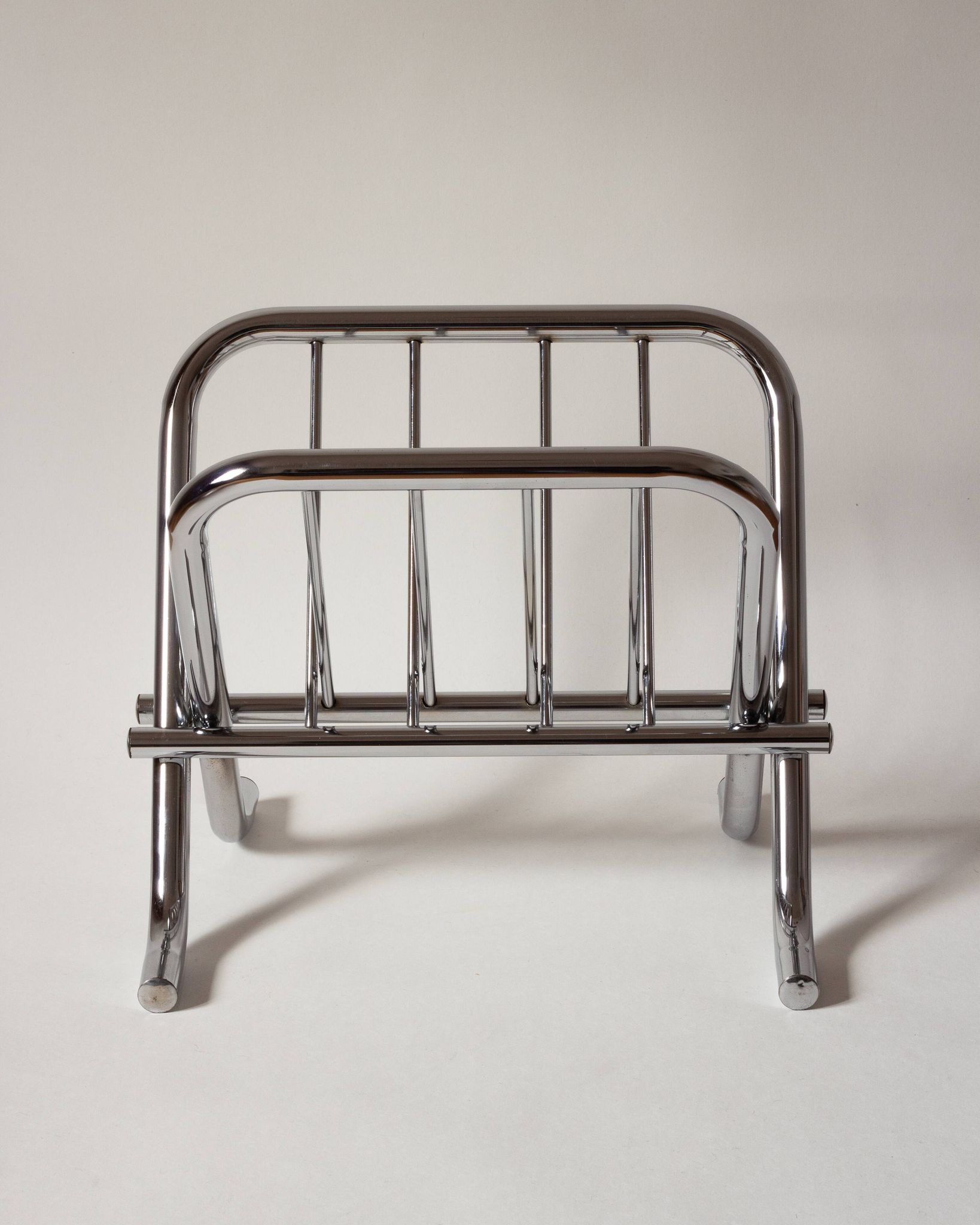Chrome tubular steel magazine holder, Le Zack 1980