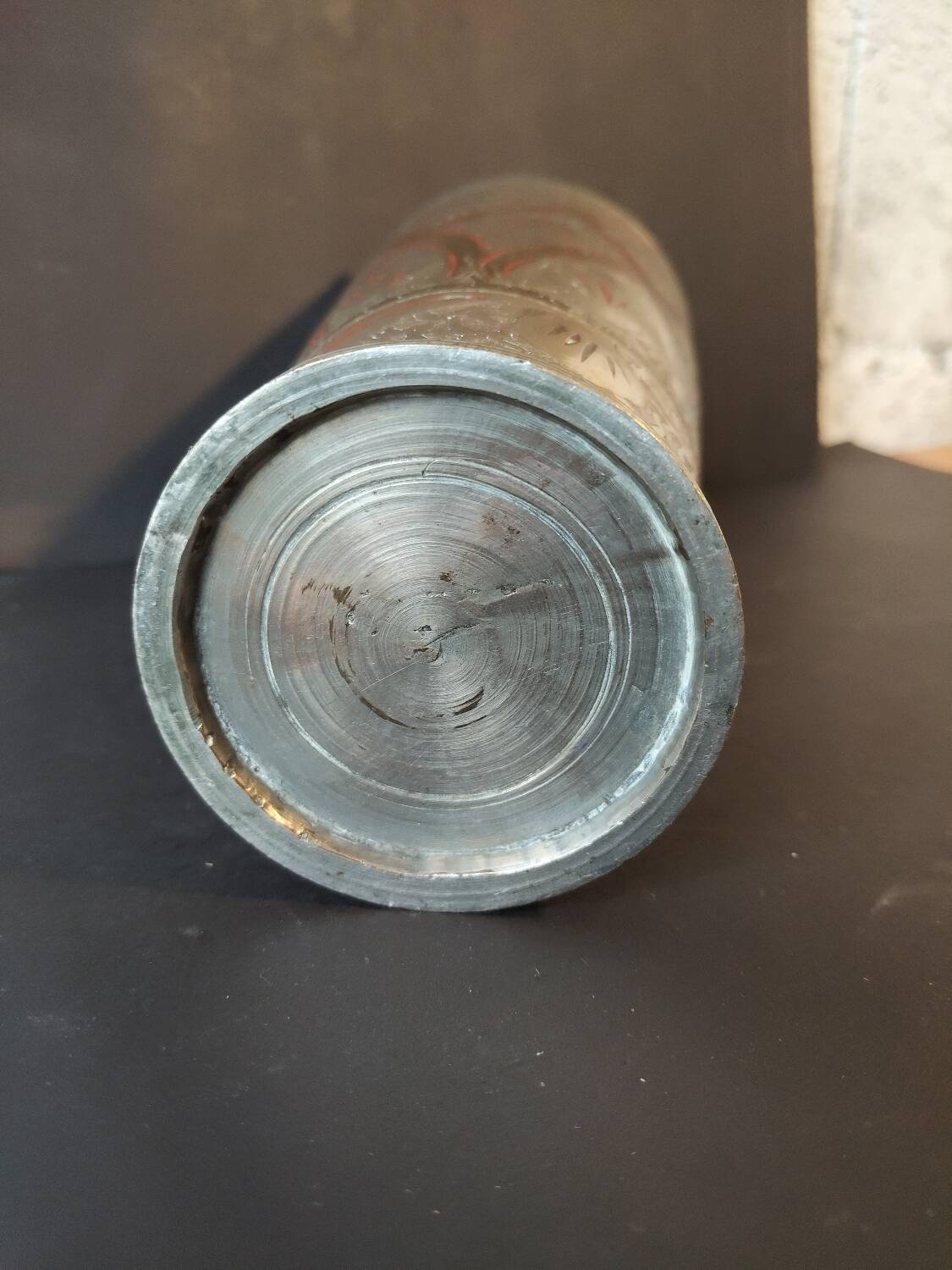 Antique engraved brass lassi glass – Indian artisanal bohemian vase