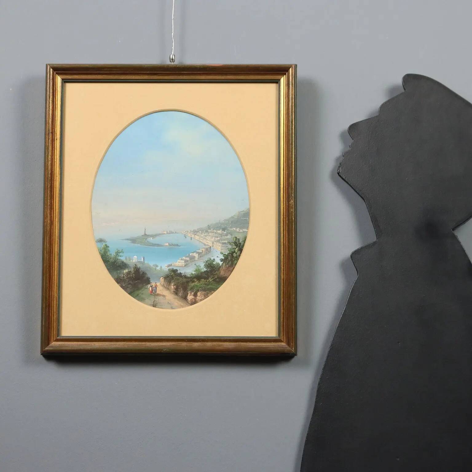 Modern painting "Sea Glimpse" in tempera on cardboard, 20th century