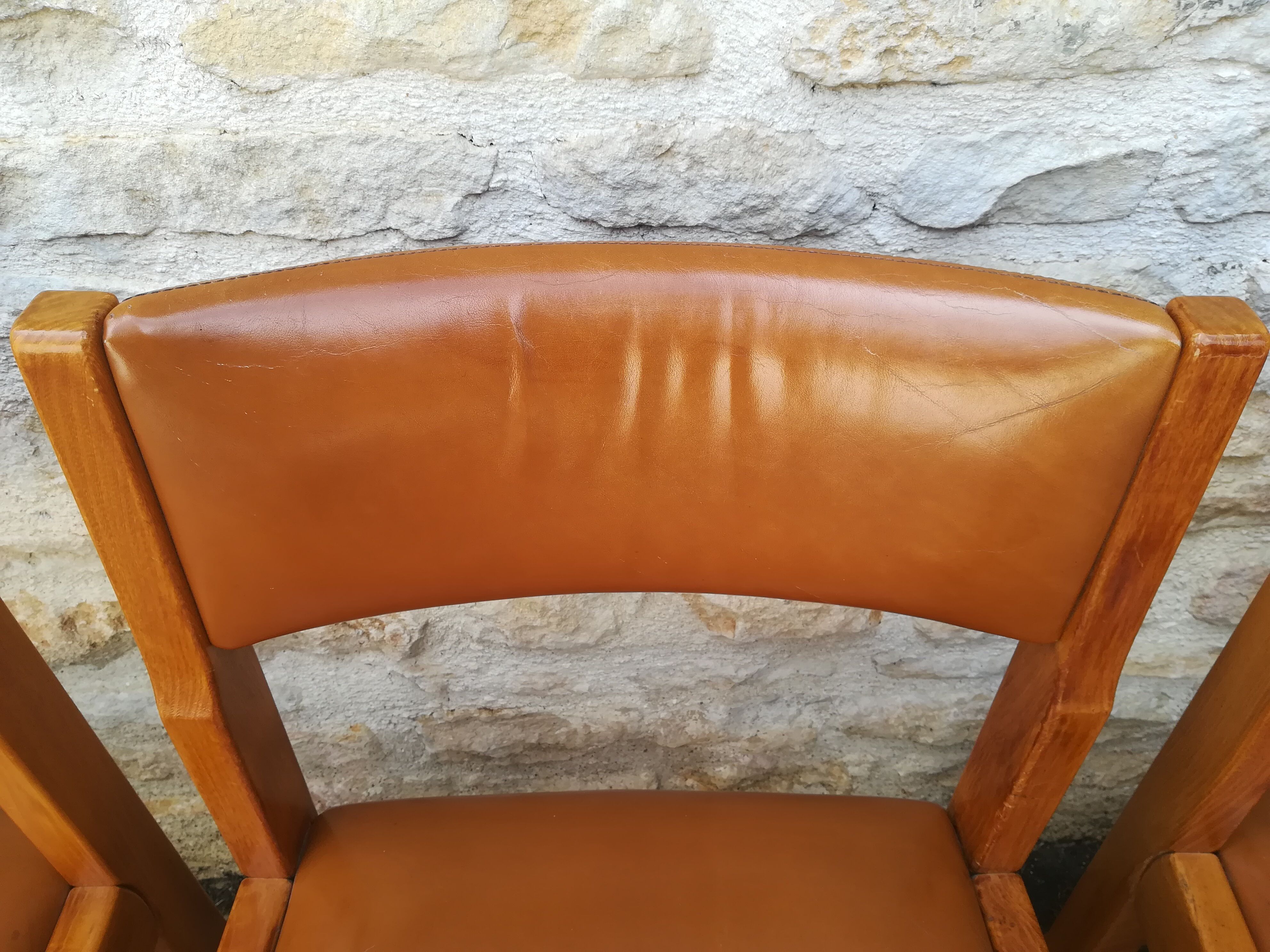 Maison Regain chairs in elm and leather