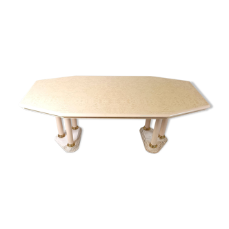Vintage beige lacquered dining table, 1970s
