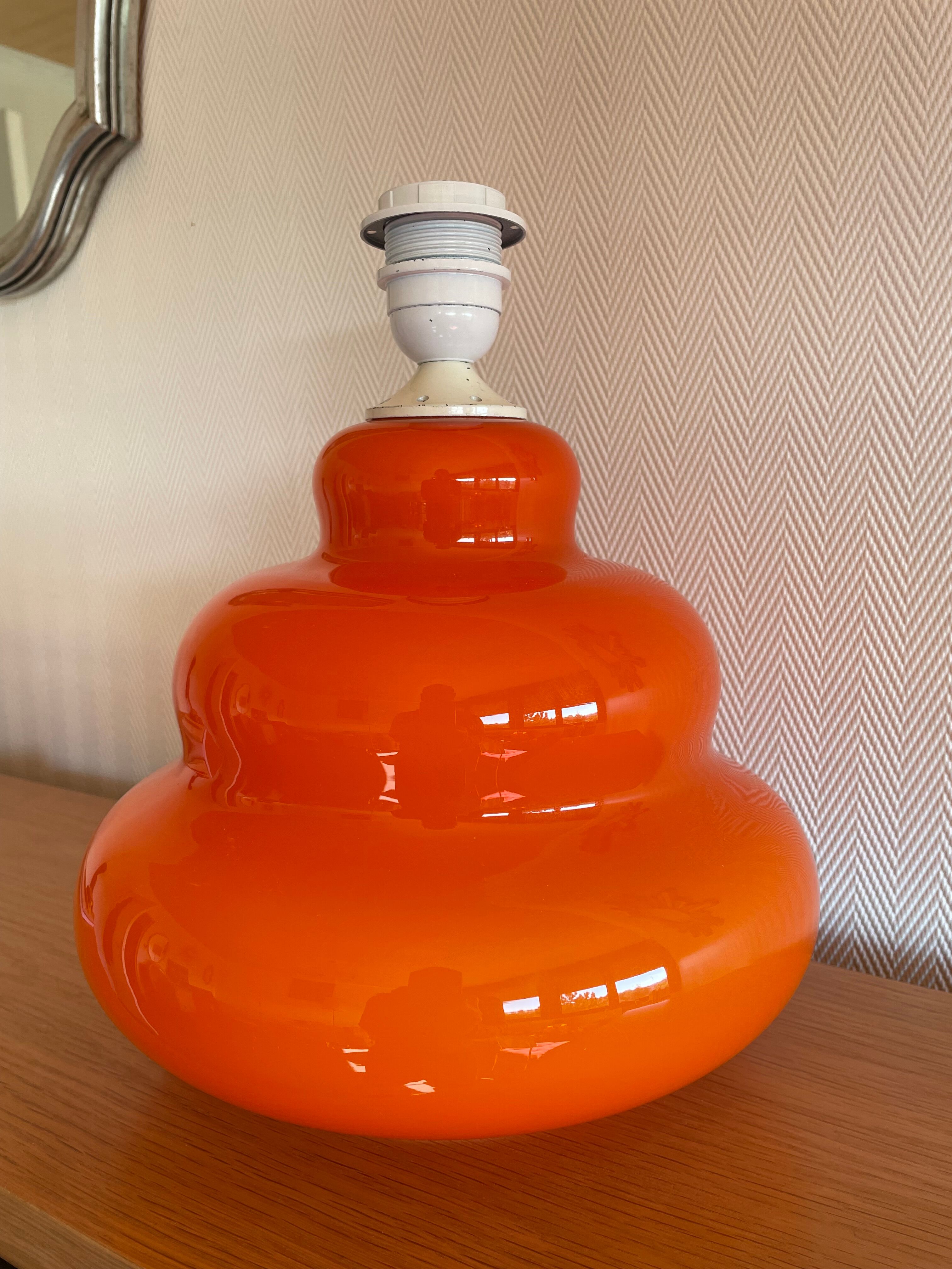 Supertone table lamp - orange opaline and vintage fabric