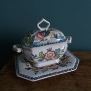 Sugar or mustard bowl Anfora Agueda hand painted ceramic Portugal