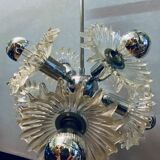 1970s german cosack sputnik dandelion hanging light chrome, glass