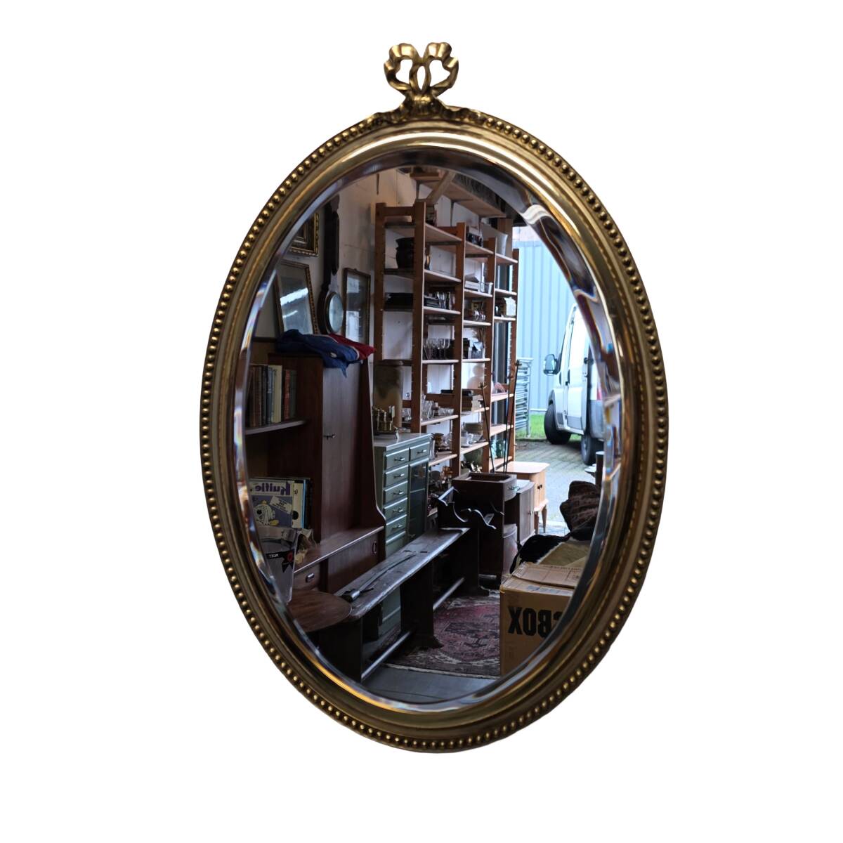 French classic Style Brass Mirror With Bow, 1950/60s