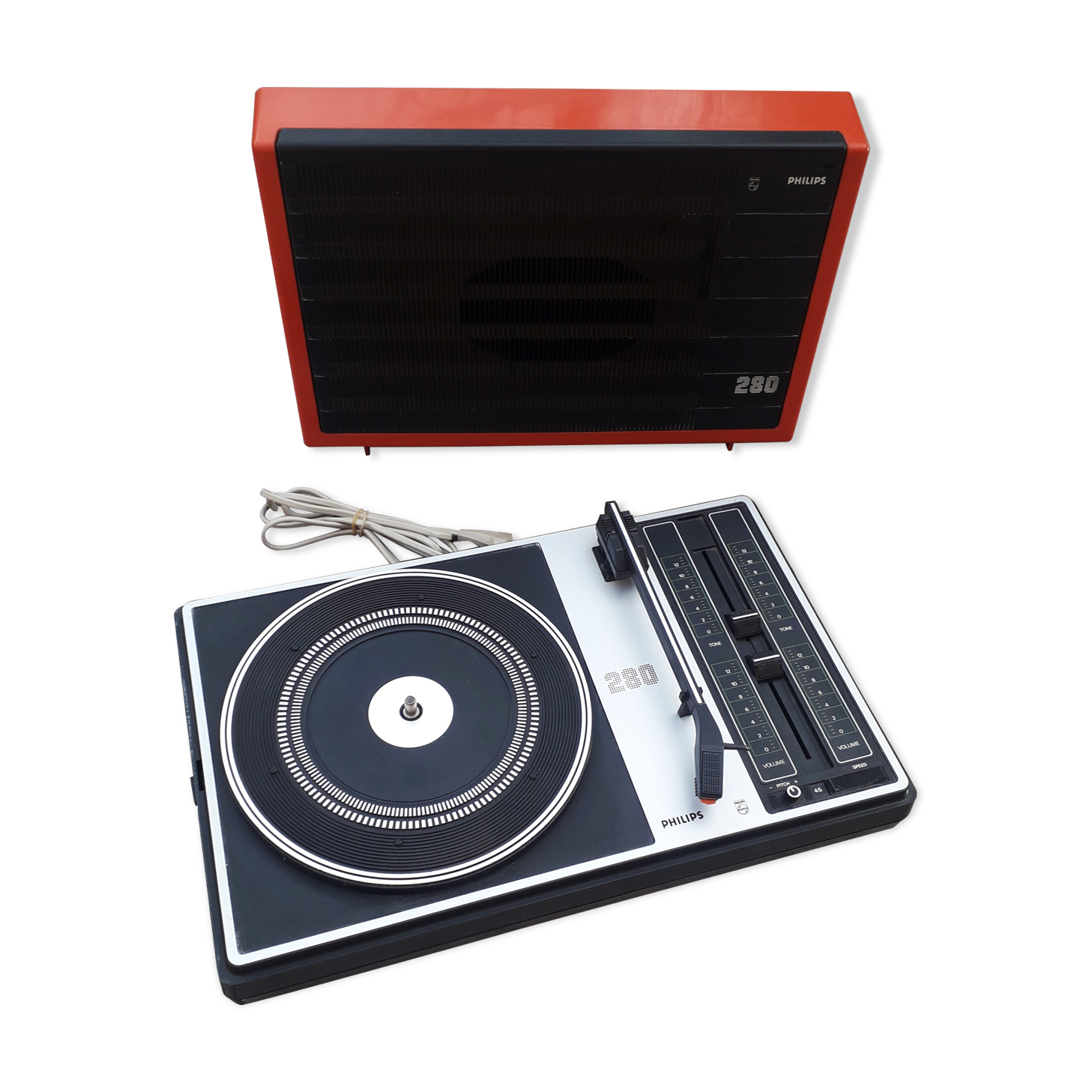 Portable record player vintage Philips 280 1970-80