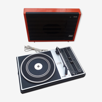 Portable record player vintage Philips 280 1970-80