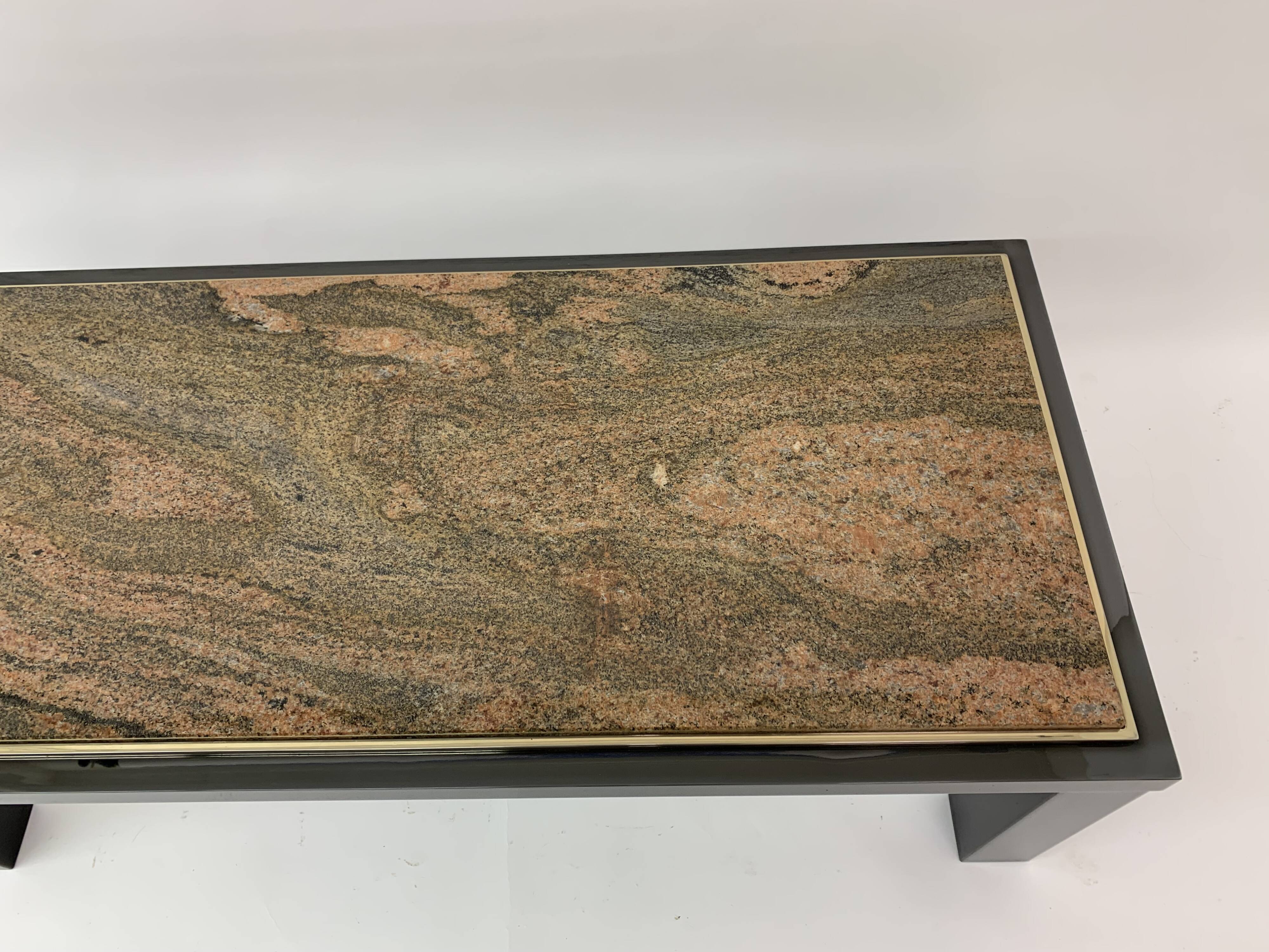 Mid-century Hollywood Regency granite Coffee Table By Fedam Design Belgium