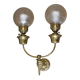 ART DECO brass wall light, two glass globes
