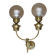 ART DECO brass wall light, two glass globes