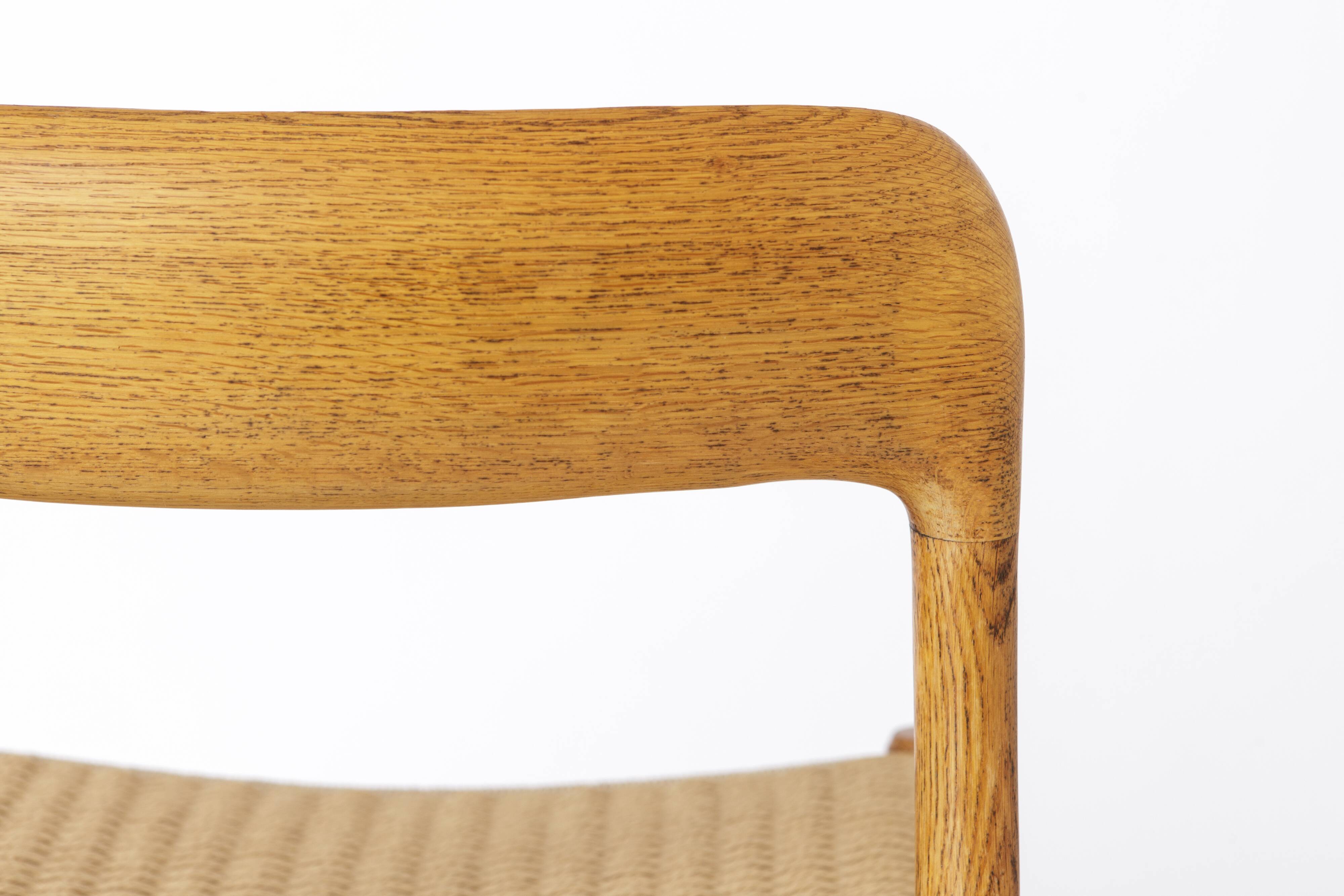 Niels Otto Møller Model 75 Oak Dining Chair, 1950s Danish Mid-Century Moder