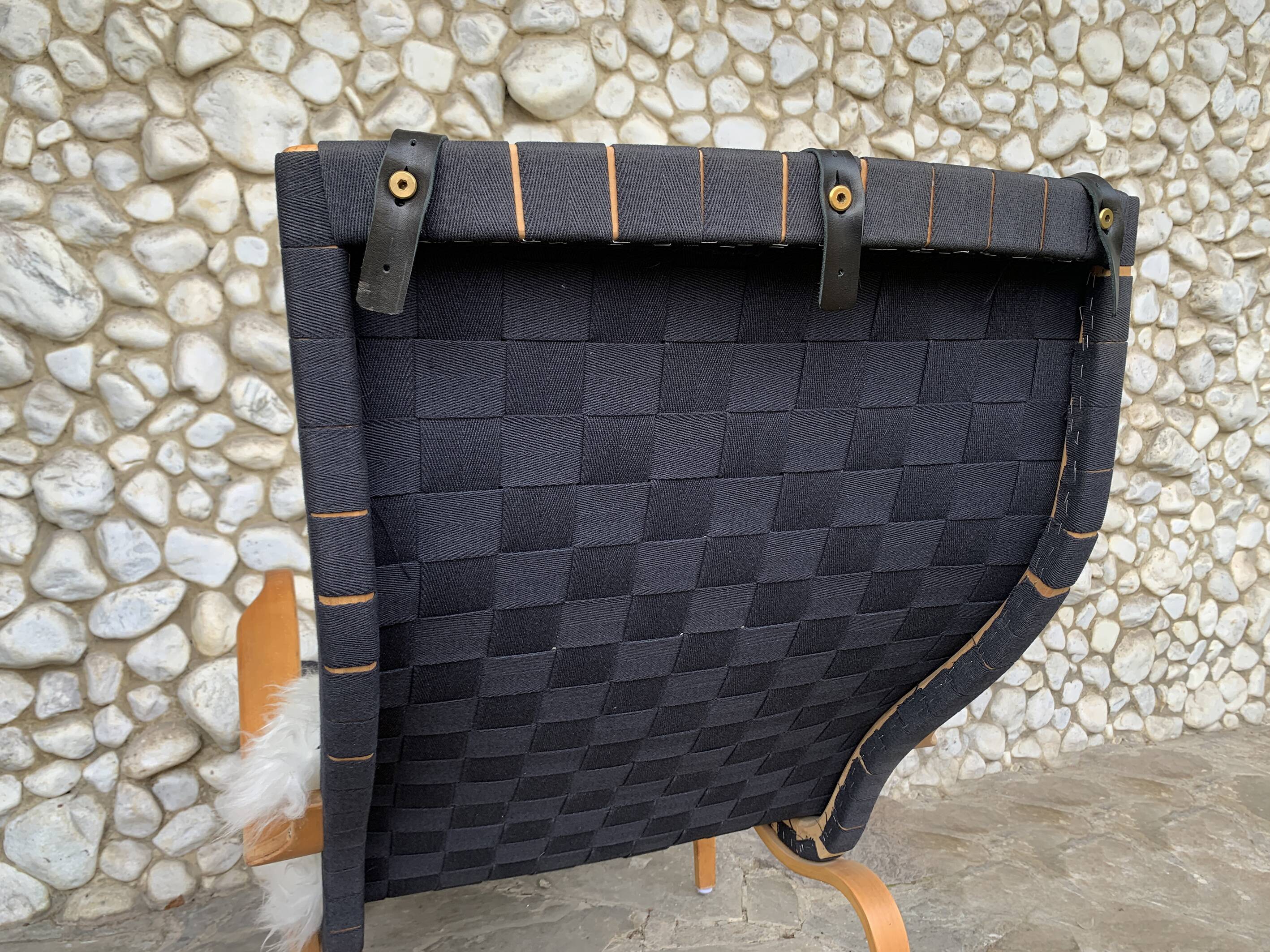 Pernilla armchair in black canvas by Bruno Mathsson, Dux, Sweden 1970