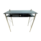 Bureau ou console vintage en verre noir