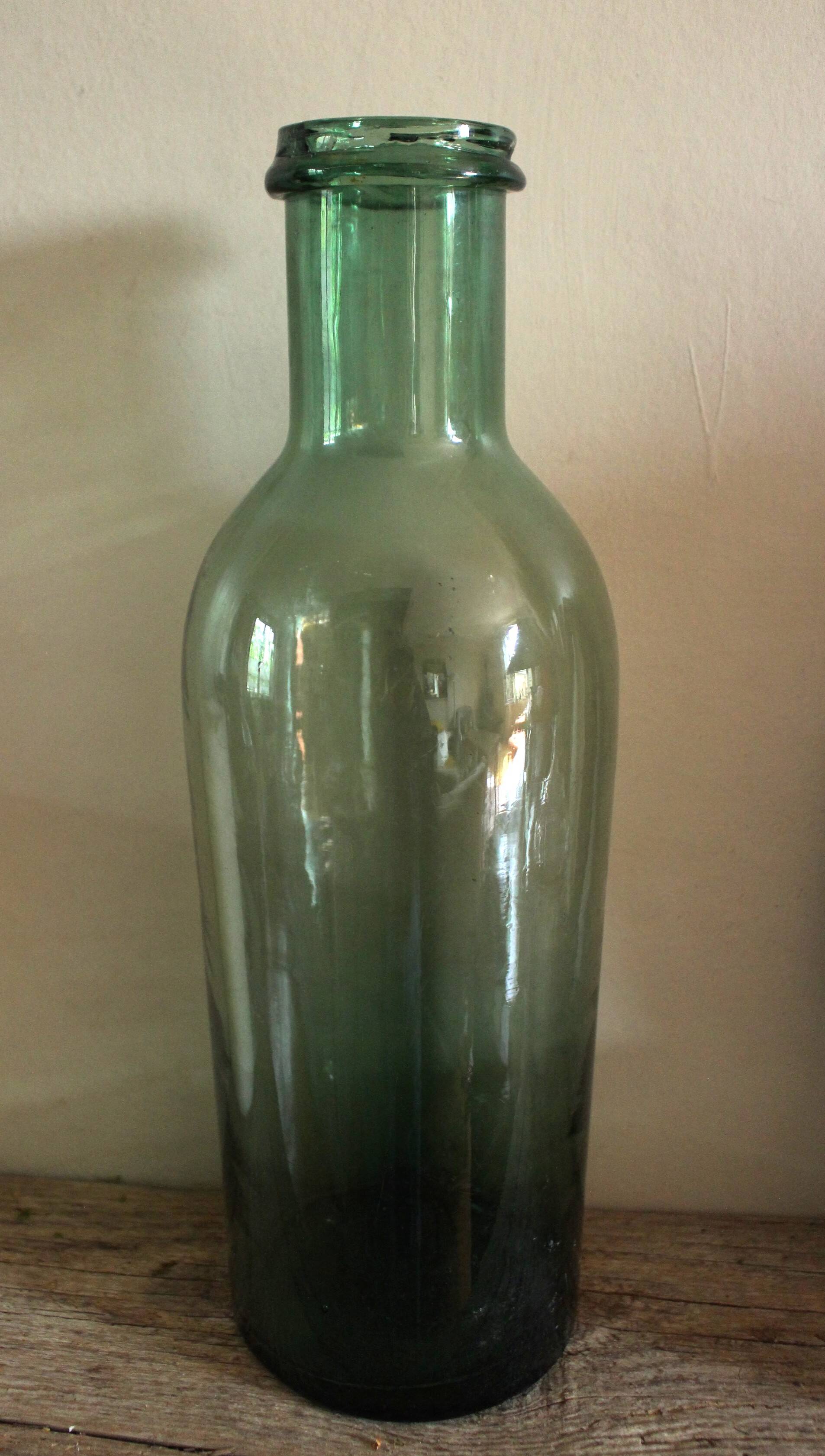 Green Glass Bottle Large Flask Vase