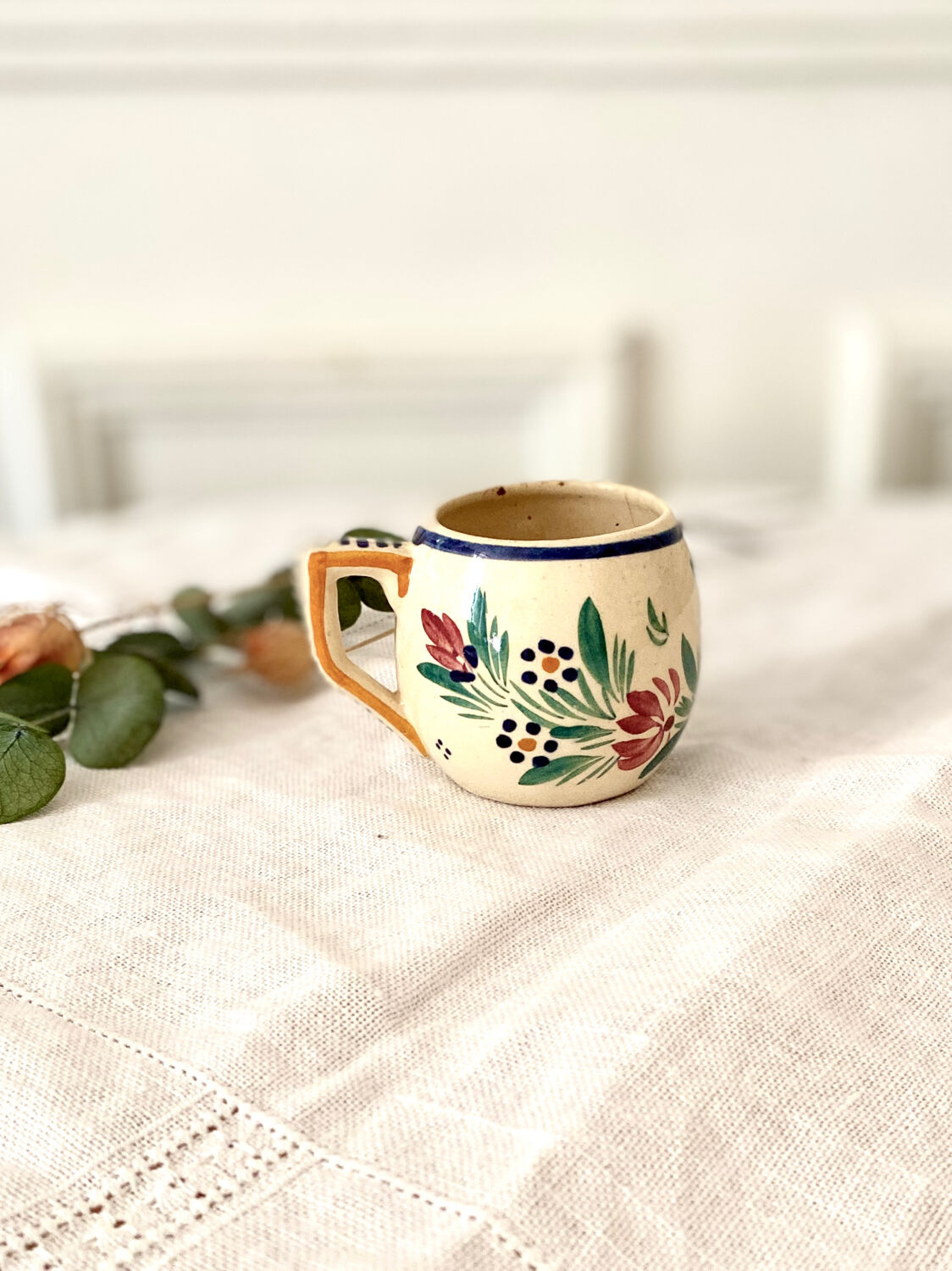 Quimper HB earthenware coffee cup