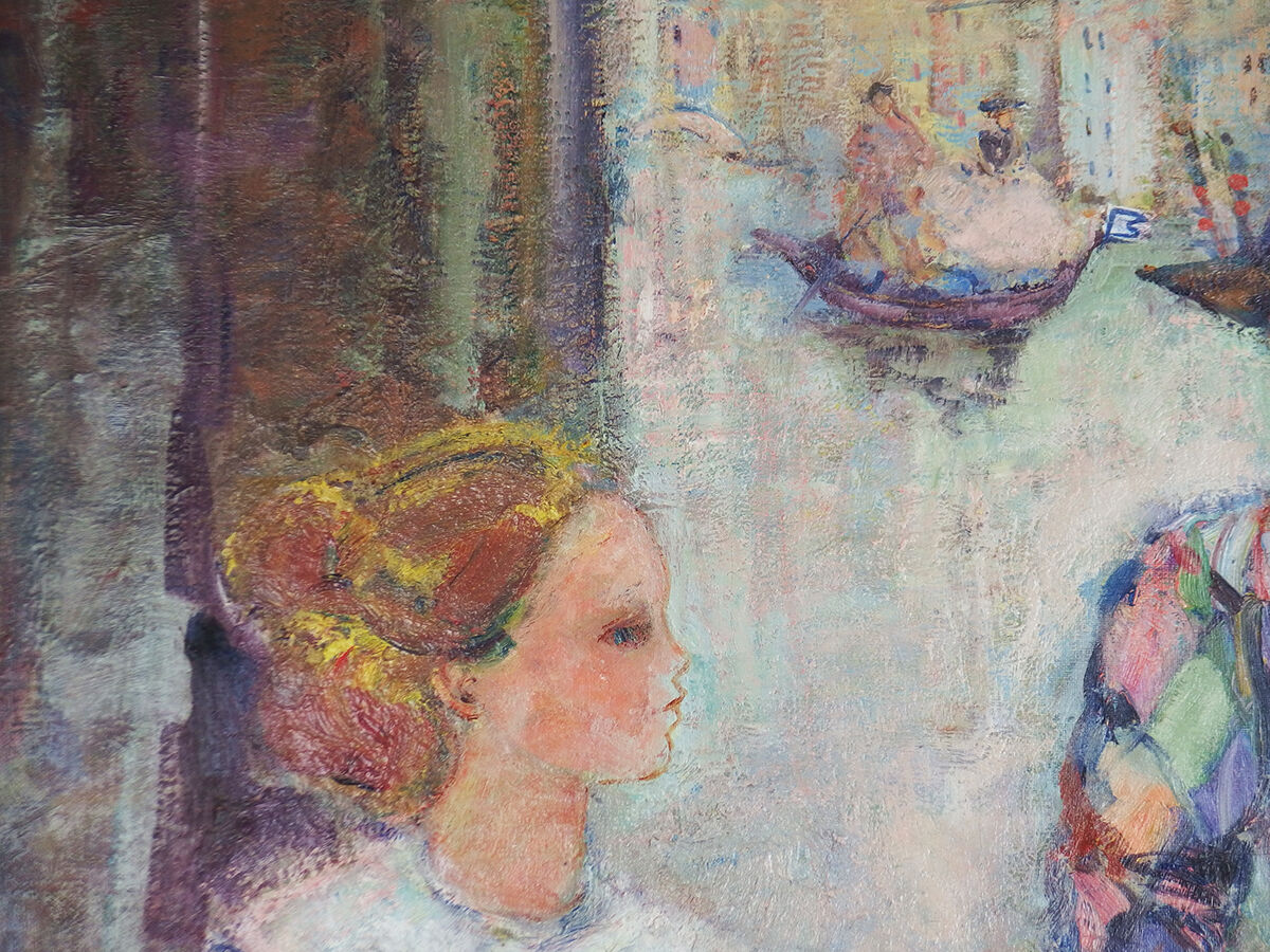 Painting “Woman and Harlequin” by Marie-Françoise de l’Espinay