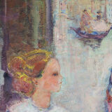 Painting “Woman and Harlequin” by Marie-Françoise de l’Espinay