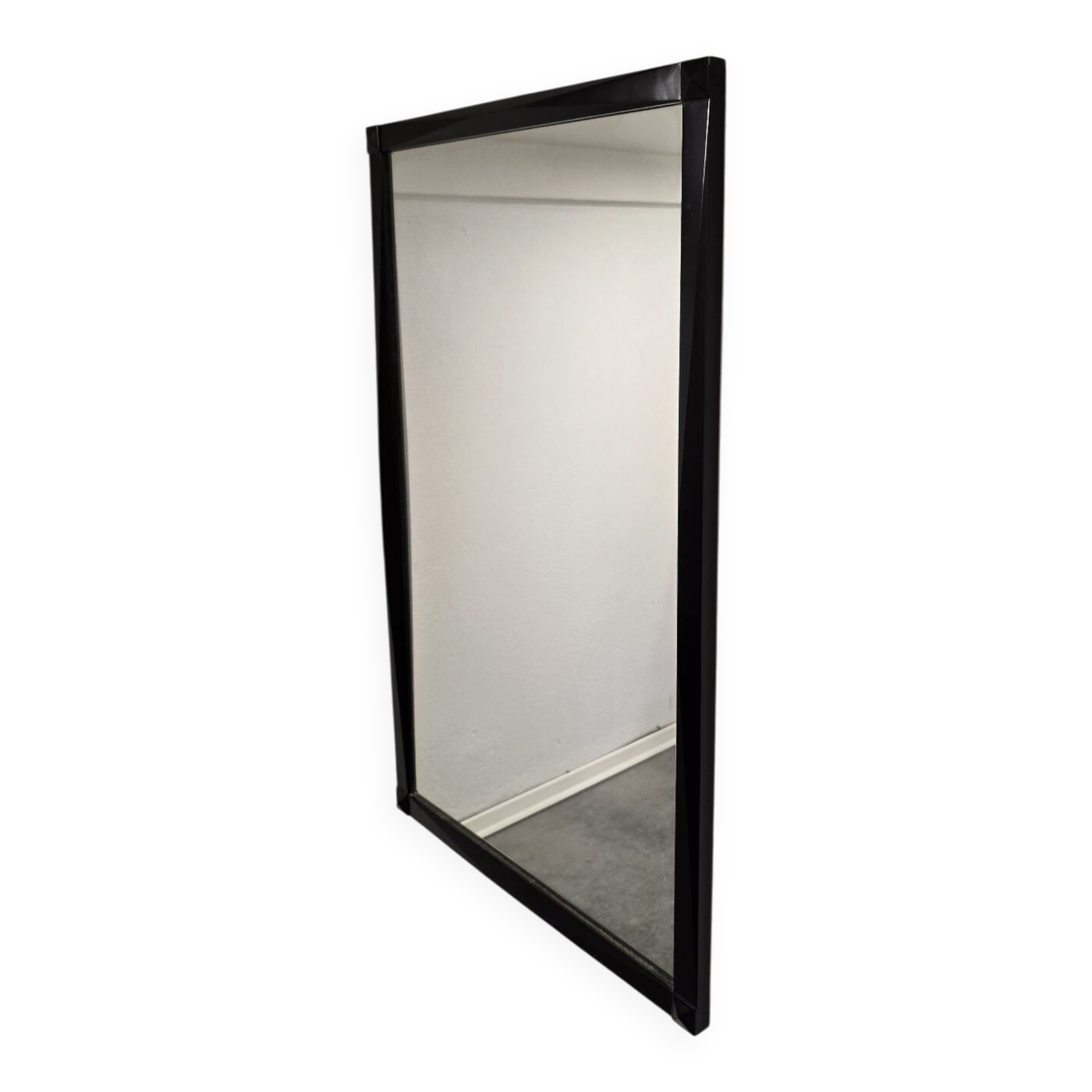 Vintage 1970s Wall Mirror with Black Wooden Frame