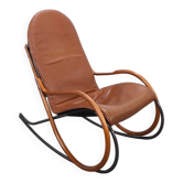 Leren Nonna schommelstoel Paul Tuttle, Strässle, Rocking Chair