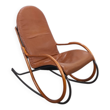 Leren Nonna fauteuil à bascule Paul Tuttle, Strässle, fauteuil à bascule