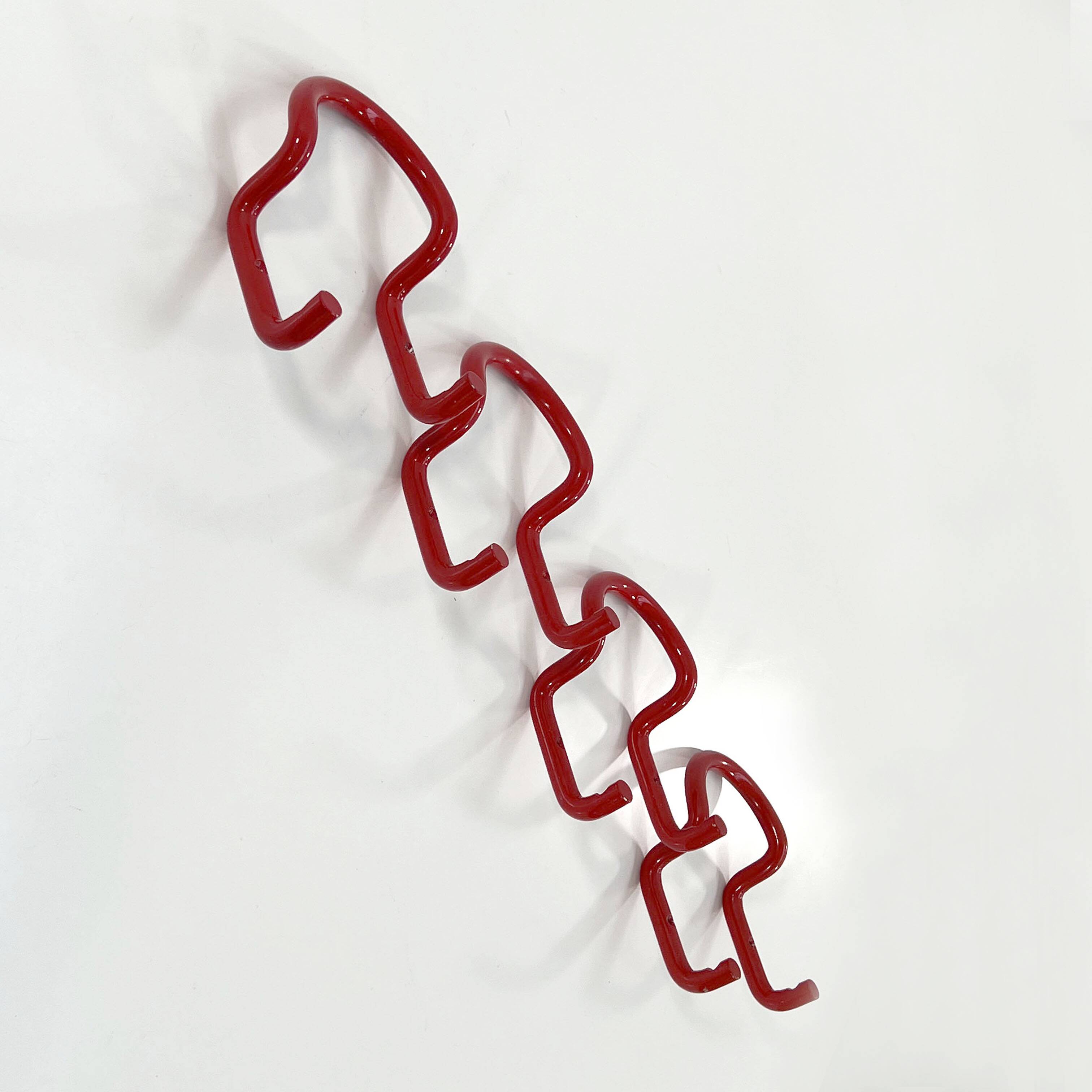 Set of 4 "taka" pink coat hooks by Cesare Rota Nodari for Acerbis, 1960.
