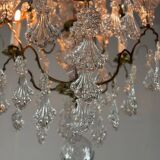 Cage chandelier, molded glass and bronze pendants, circa 1800