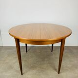 Round extendable Scandinavian table, teak, 1960s