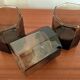 Set of three hexagonal smoked glass glasses – 1970s