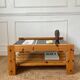 Pine and smoked glass coffee table, 70s-80s