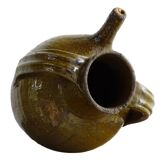 Huilerie ancienne française en terre cuite à noyer et glaçure verte