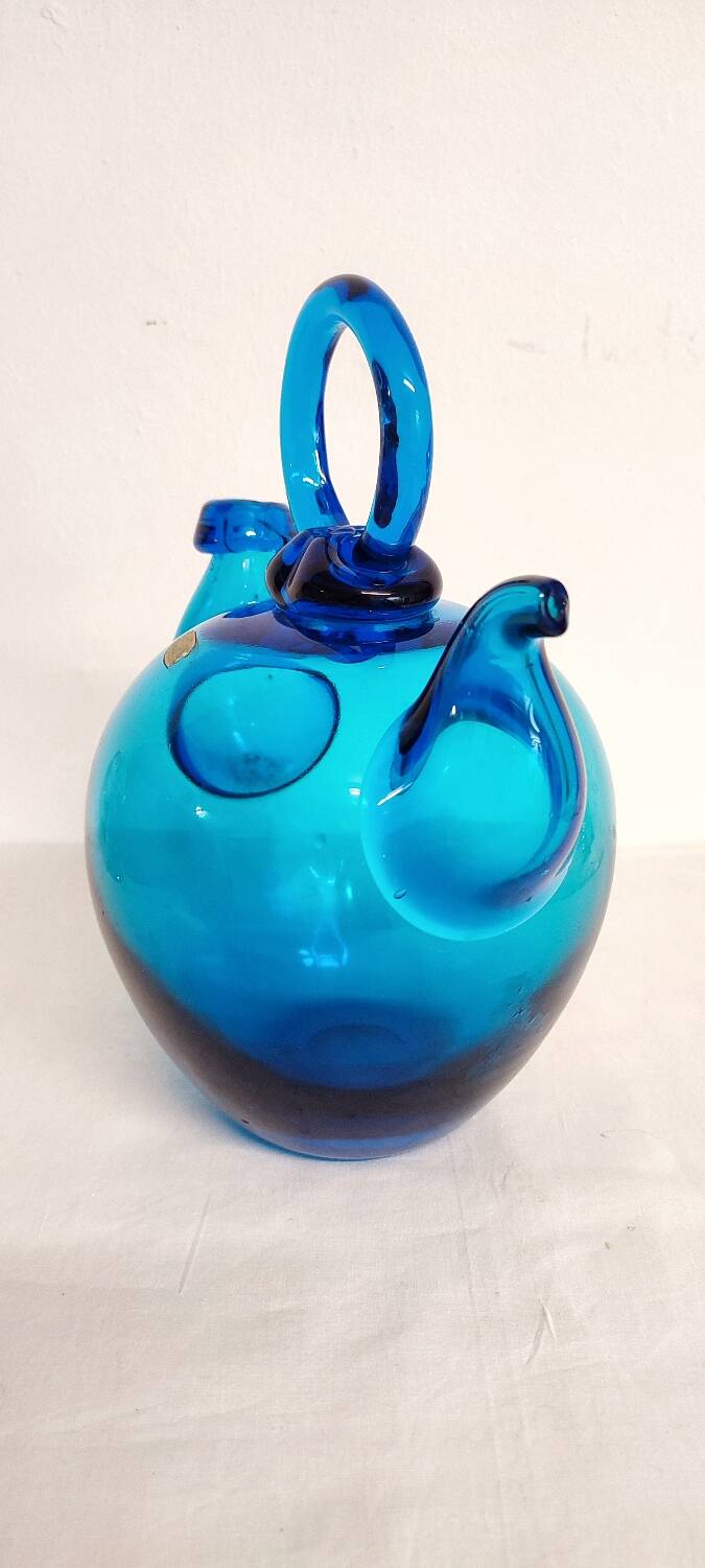 Botijo de cristal azul. Spain, 1980s.