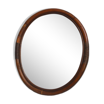 Miroir ovale en rotin
