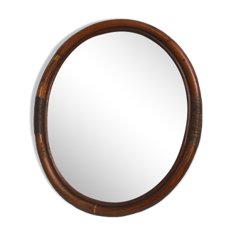 Oval rattan mirror