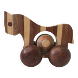 Small marquetry horse on wheels