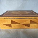 1940 marquetry box with 3 compartments geometric star