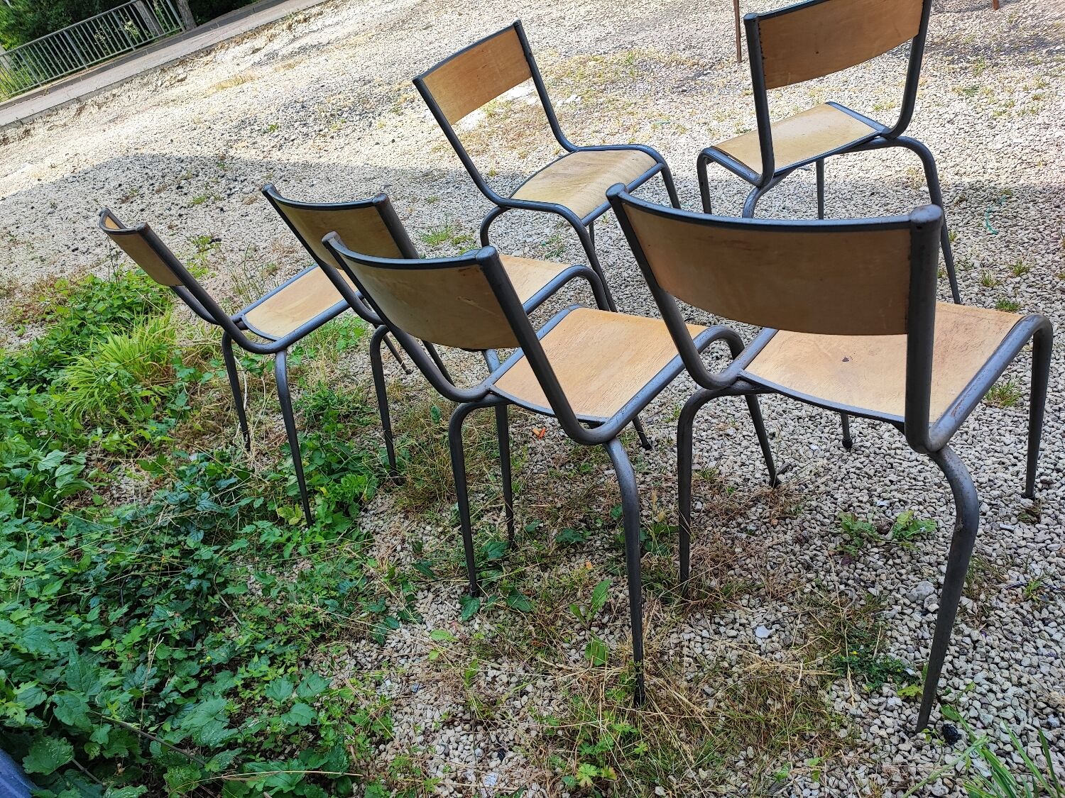 Six Mullca 510 school chairs with tapered legs