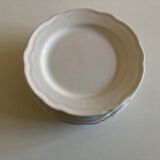 Set of 7 Mougins plates in white enamelled clay with gadroons