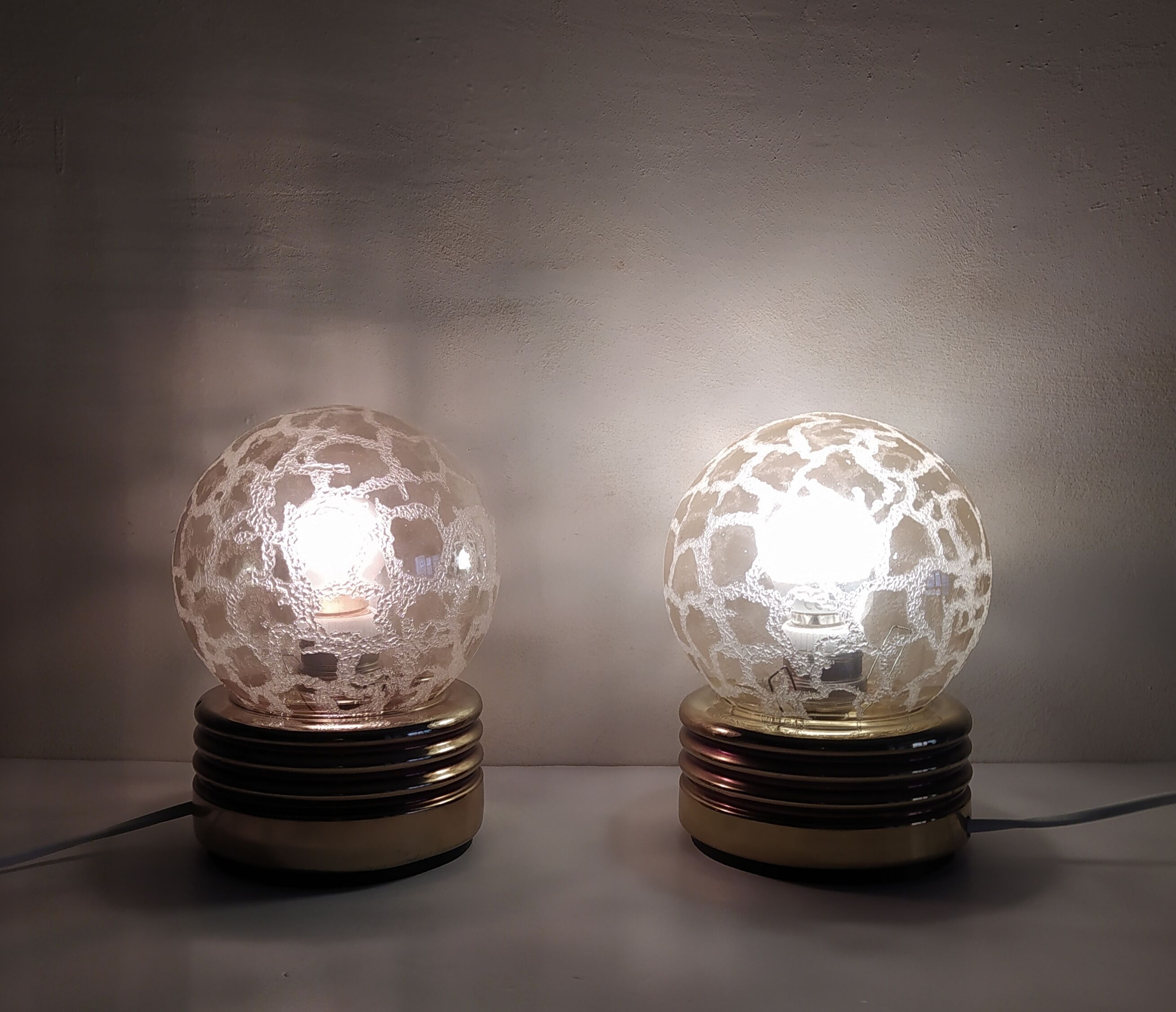 Pair of golden bedside lamps
