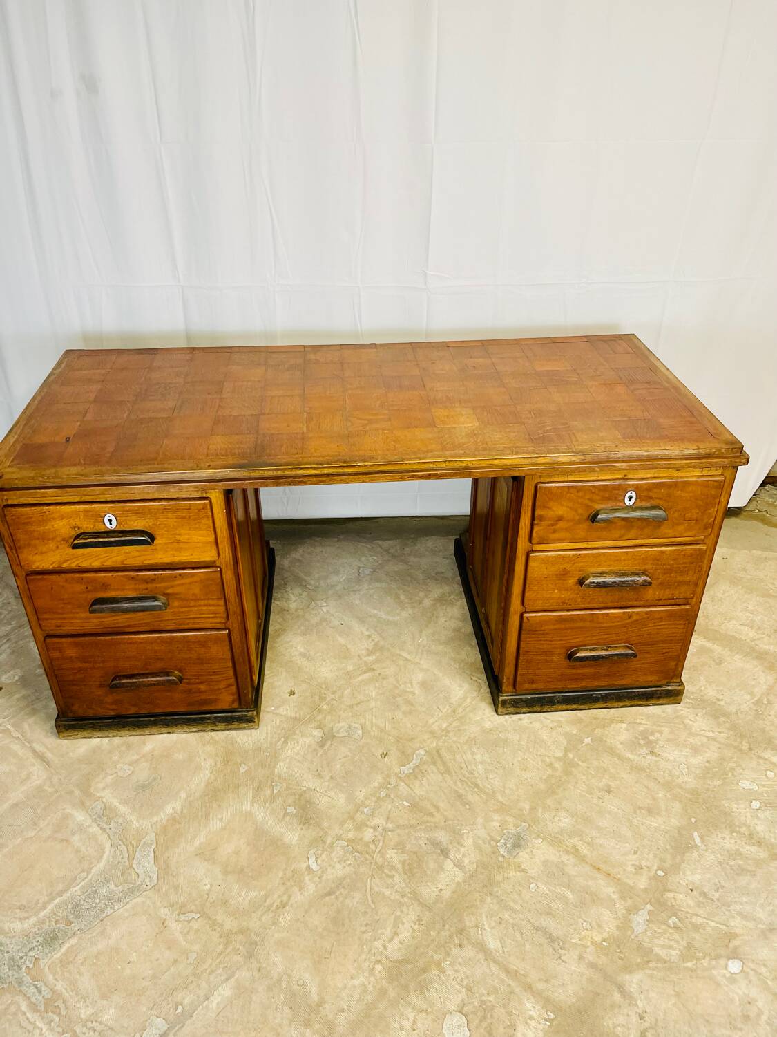 Wooden desk with pedestals