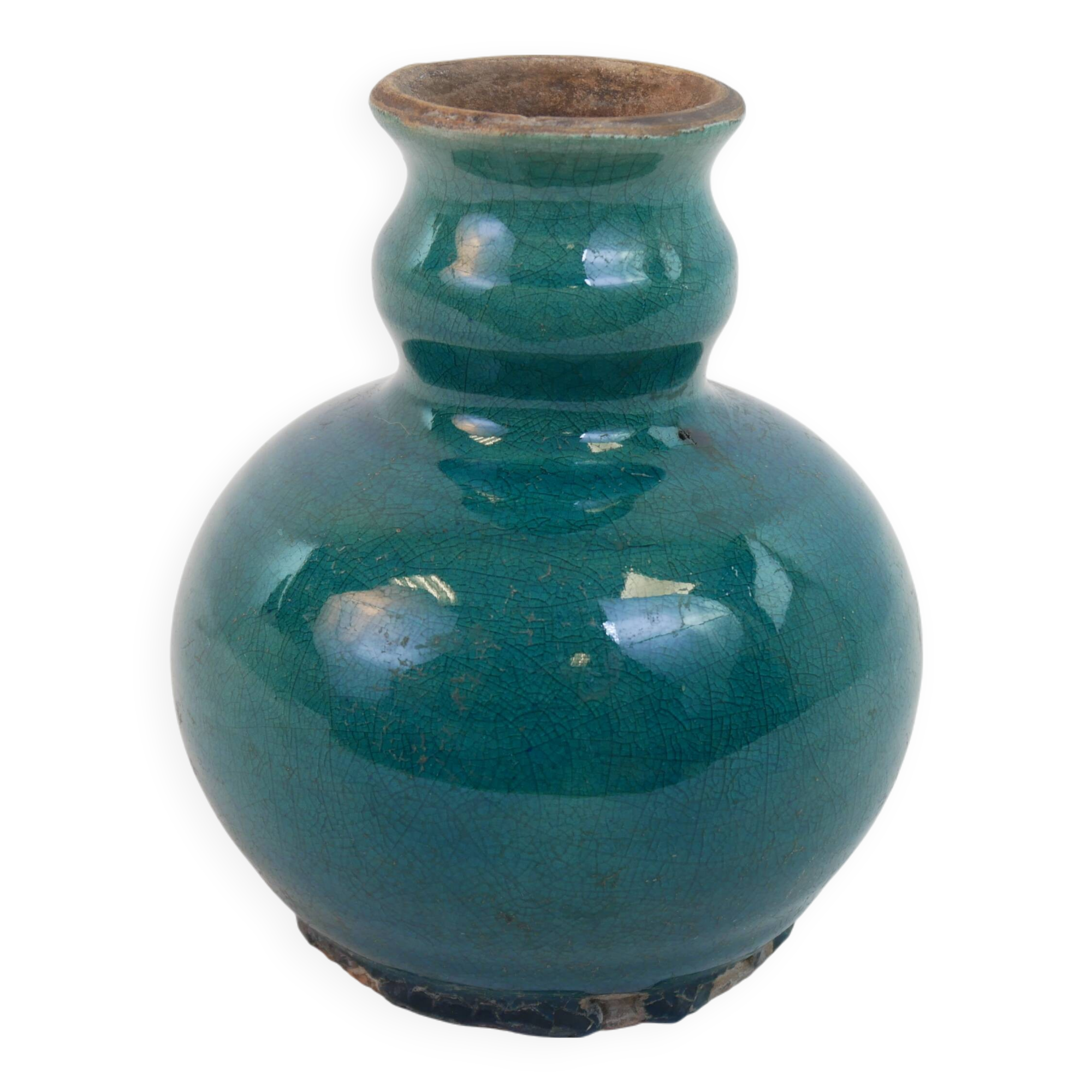 Small old blue ceramic vase