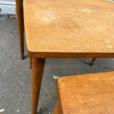 3 wooden nesting tables, 50s-60s