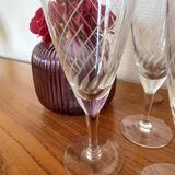 Set of 4 champagne flutes in engraved glass 10 cl