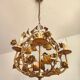Chandelier hand-forged Hollywood Regency rose leaf decorations