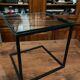 Coffee table end of sofa harness design 1970 metal and glass marked pierre chevalier