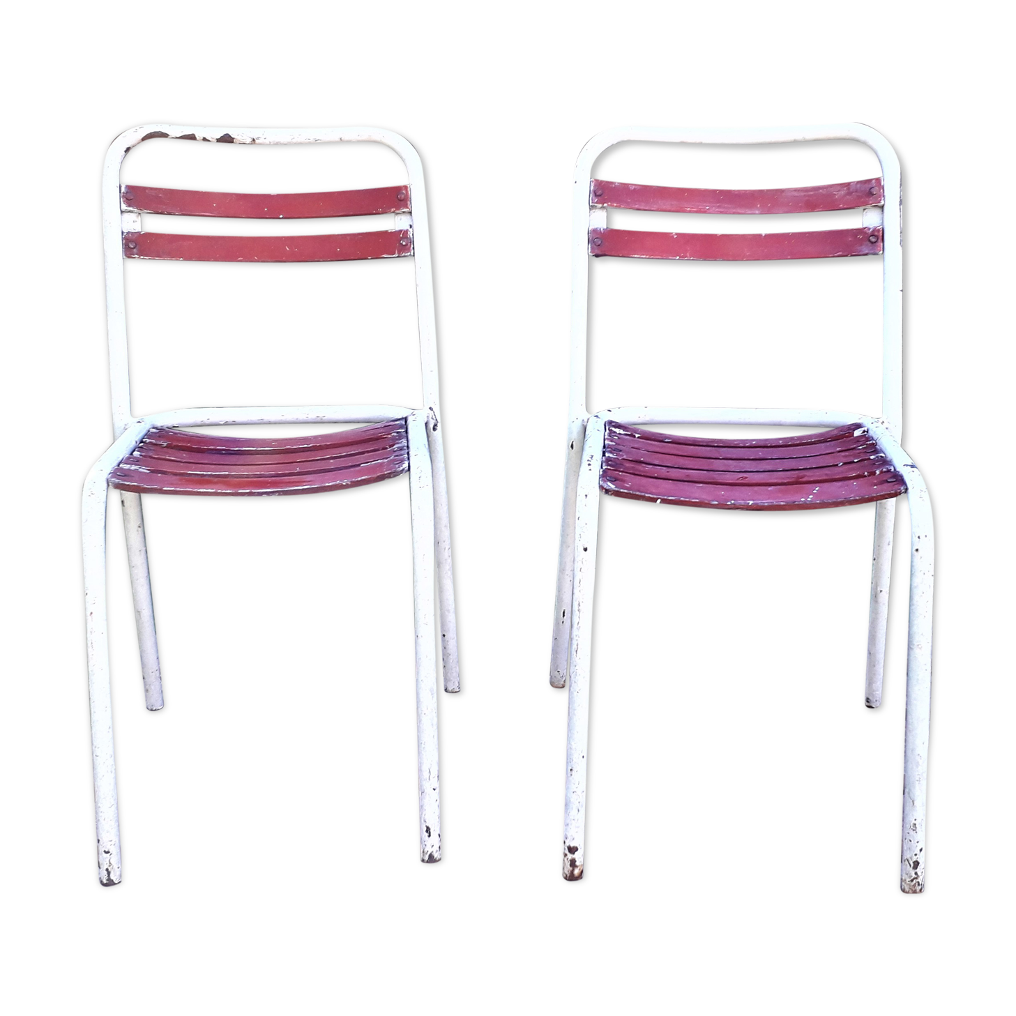 Duo of chairs Tolix sitting wood