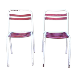 Duo de chaises Tolix  assise bois